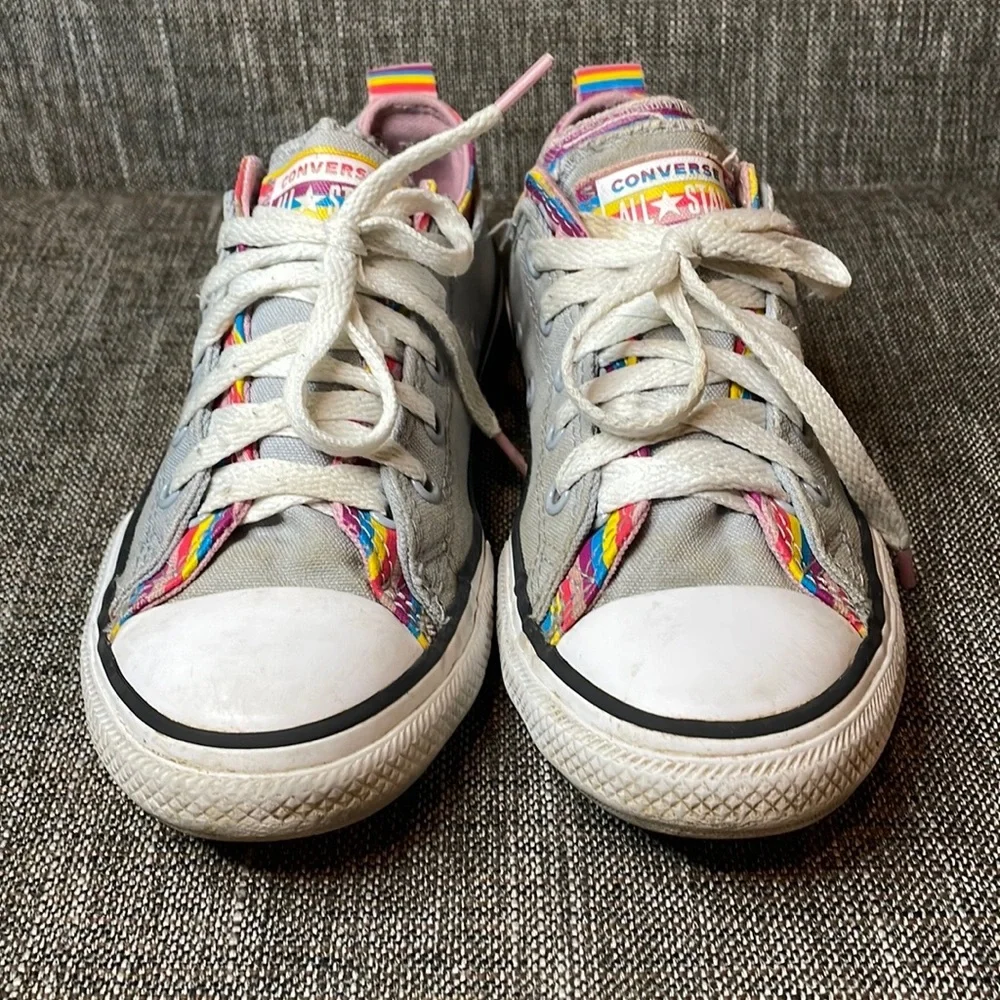 Converse All Star CTAS 669818F Wolf Gray Rainbow‎ Stripe Sneaker Youth Size 3